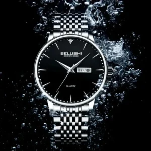 BELUSHI Men's Business Watch: Stainless Steel, Quartz, Waterproof, Perfect Gift